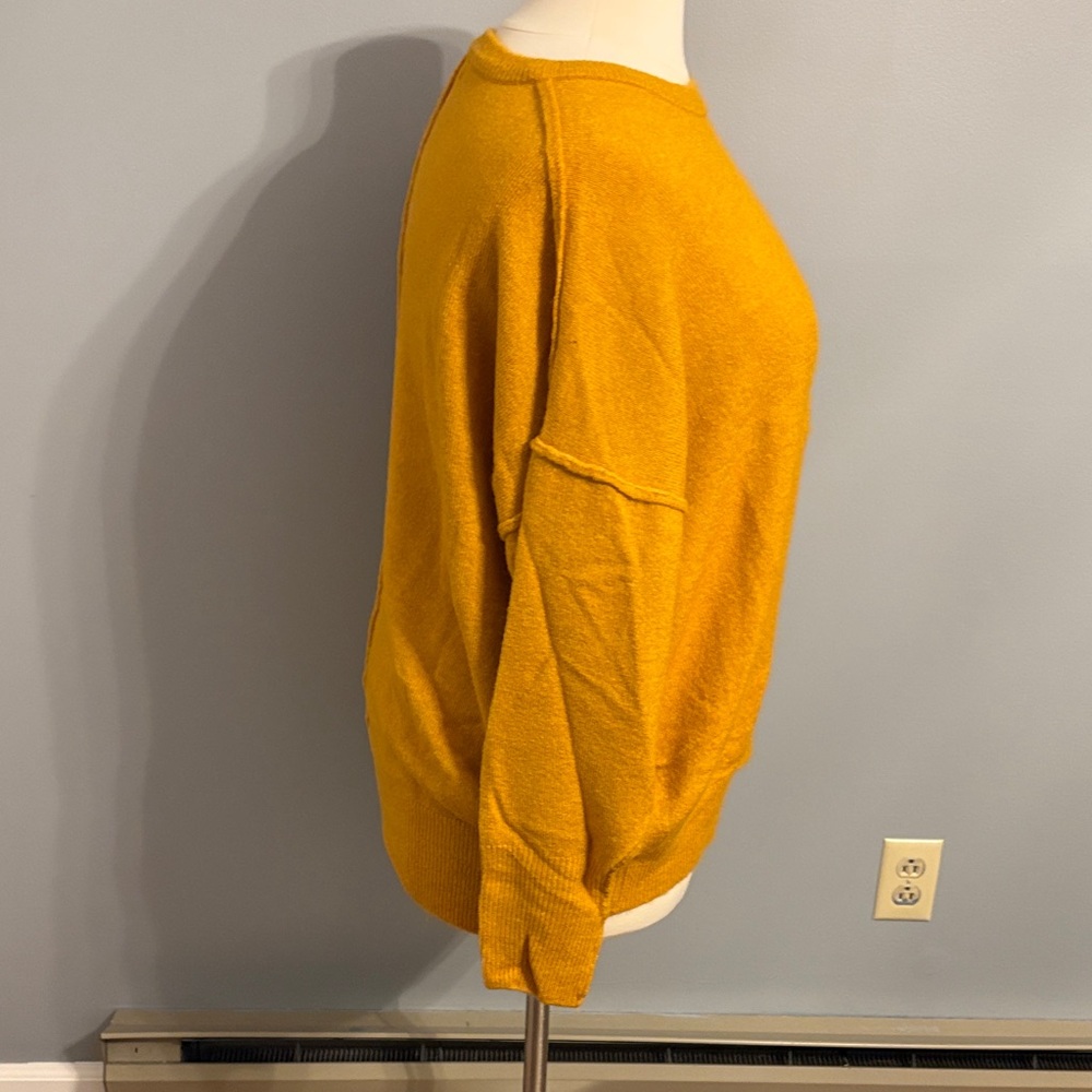 Zenana Outfitters Mustard/Bright Gold Crewneck Sweater with Pocket - Picture 6 of 8